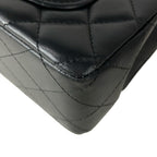 Chanel Shoulder Bag Mini Quilted Black Chain Silver Metal Lambskin