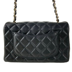 Chanel Shoulder Bag Mini Quilted Black Chain Silver Metal Lambskin