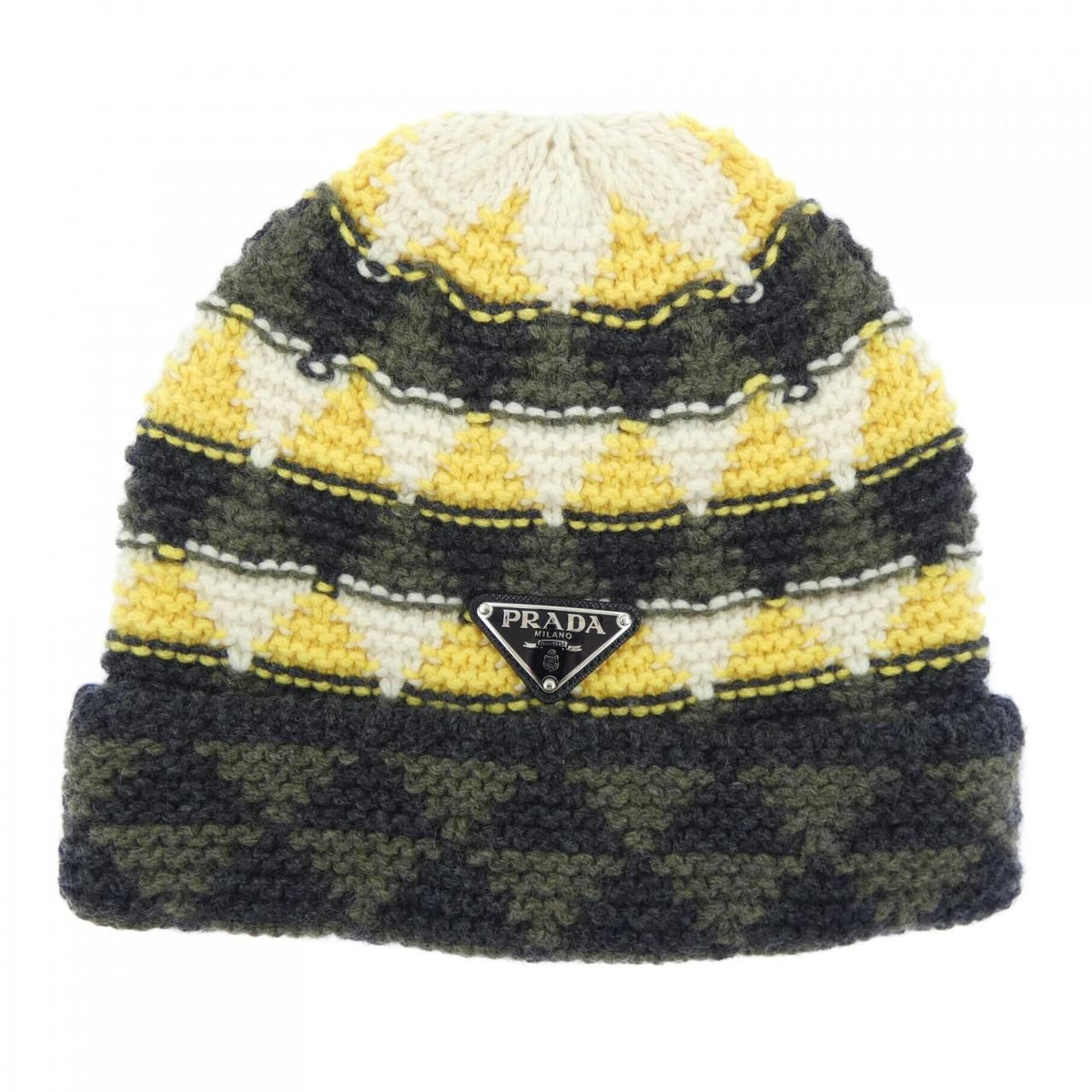 Prada Triangle Logo Knit Cap