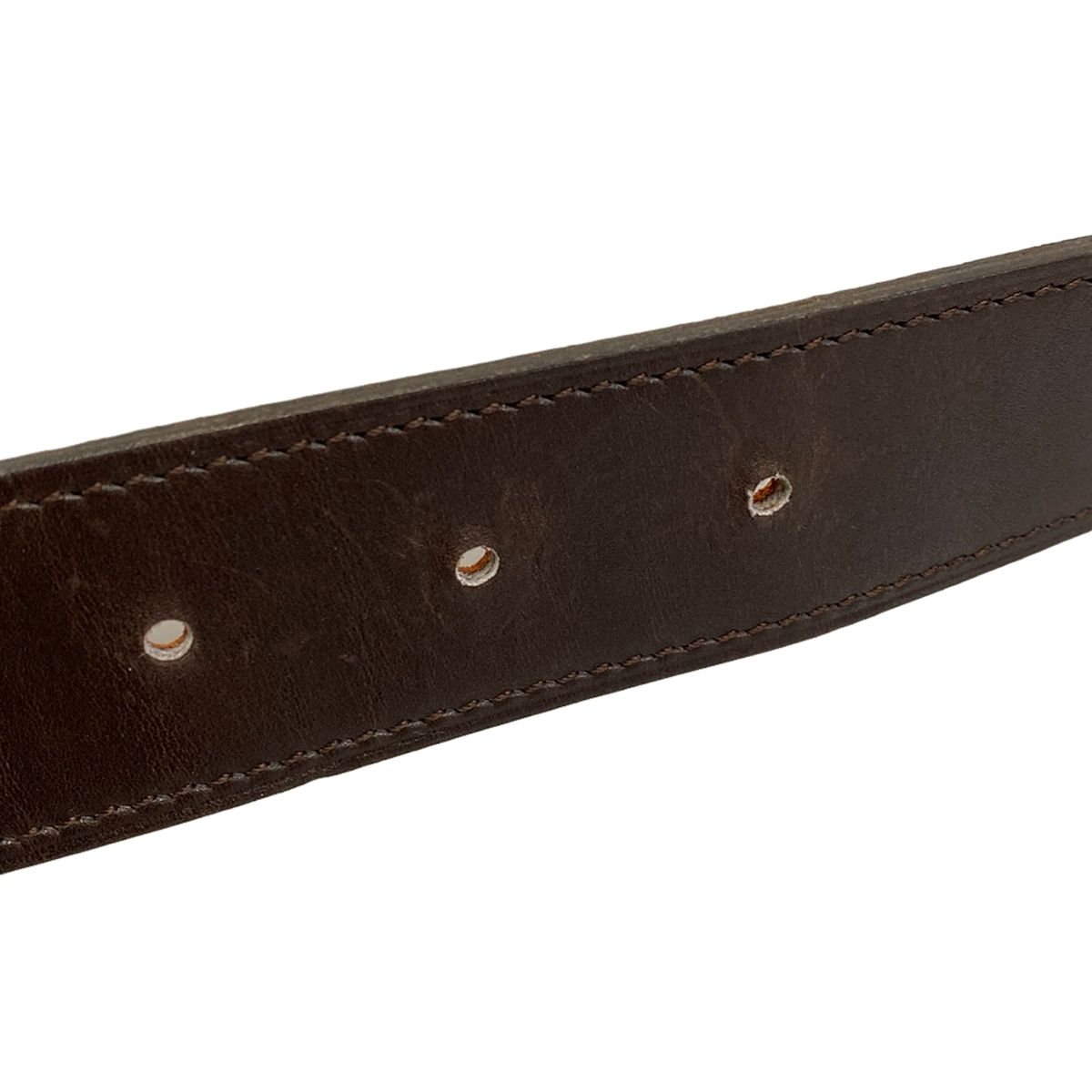 Hermes Belt 75 Orange Dark Brown Gold 75 Double Logo Reversible