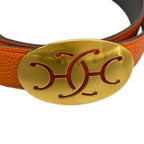 Hermes Belt 75 Orange Dark Brown Gold 75 Double Logo Reversible