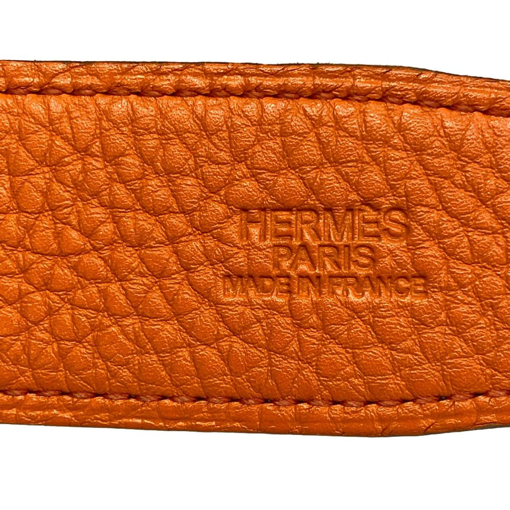 Hermes Belt 75 Orange Dark Brown Gold 75 Double Logo Reversible