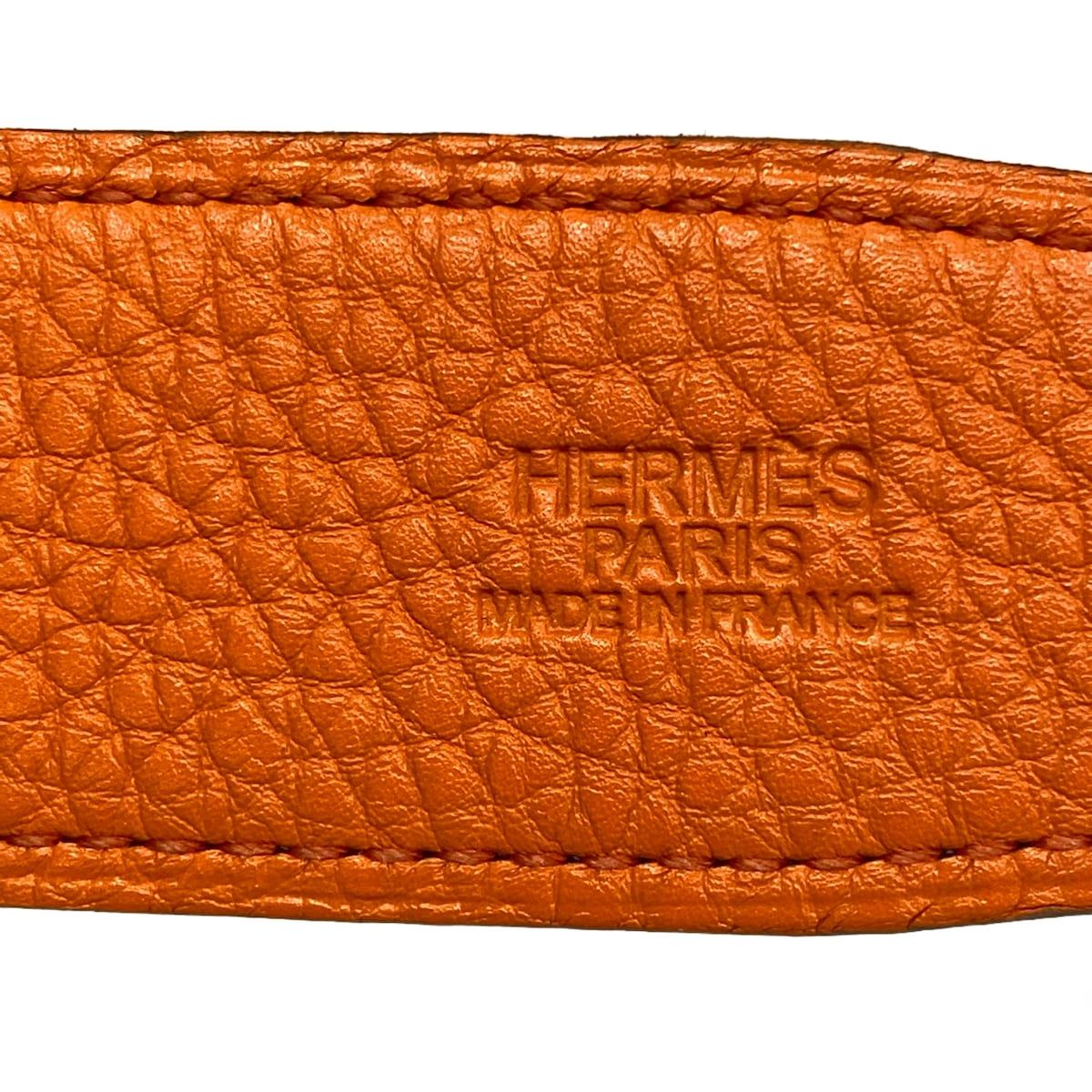 Hermes Belt 75 Orange Dark Brown Gold 75 Double Logo Reversible
