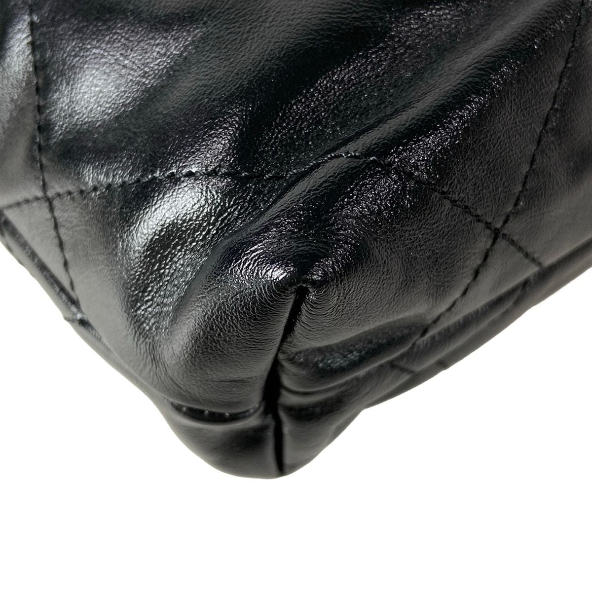 Chanel Handbag 22 Mini Black Chain Handle Vintage Silver Metal