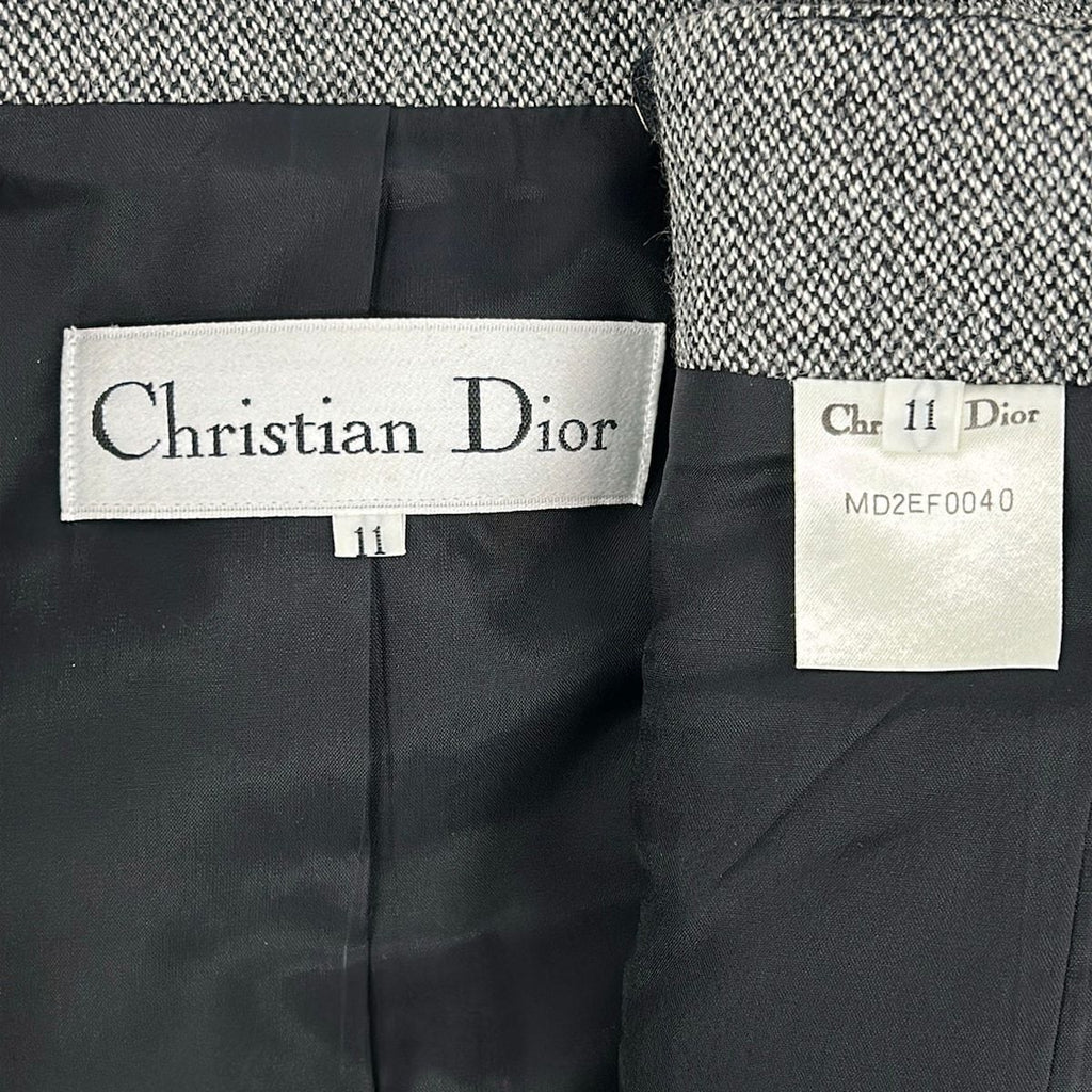 Dior Skirt Suit Black Light Gray Long Sleeve Knee Length Shoulder — view 5