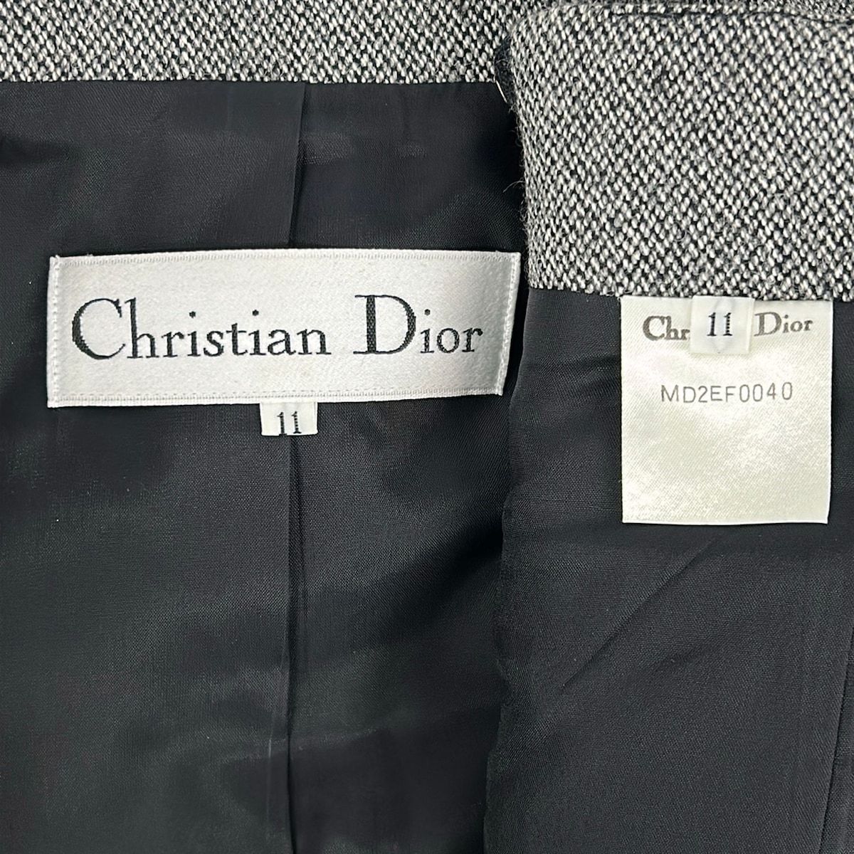 Dior Skirt Suit Black Light Gray Long Sleeve Knee Length Shoulder — view 5