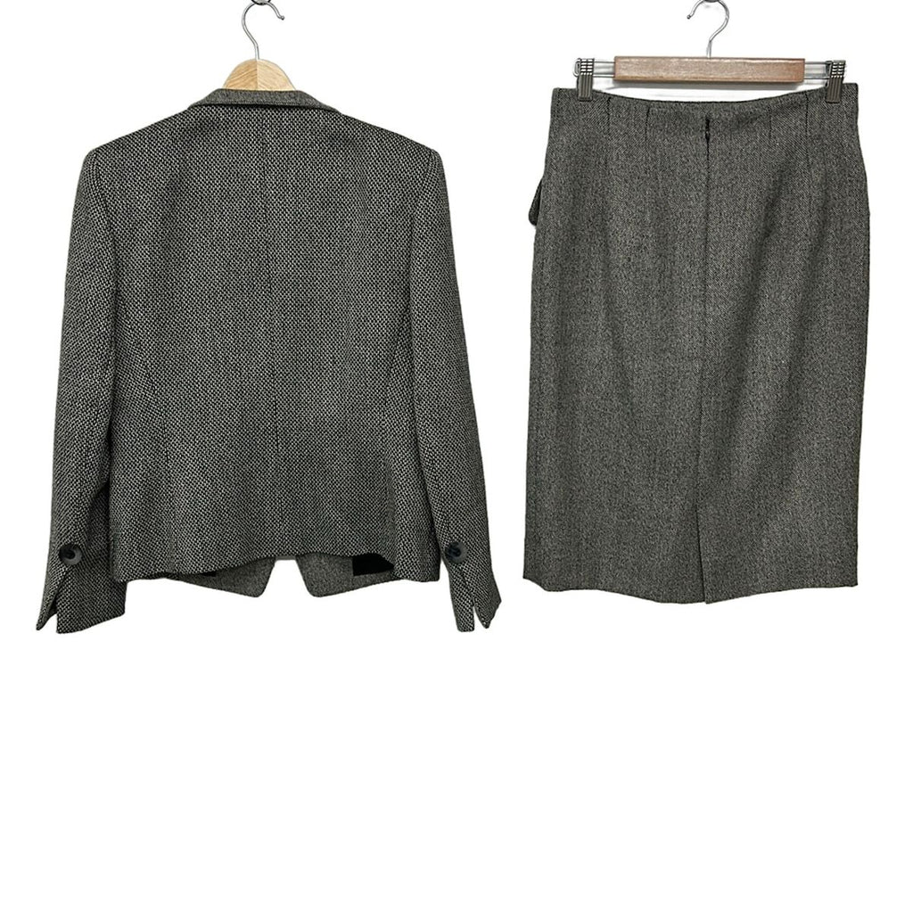 Dior Skirt Suit Black Light Gray Long Sleeve Knee Length Shoulder — view 2