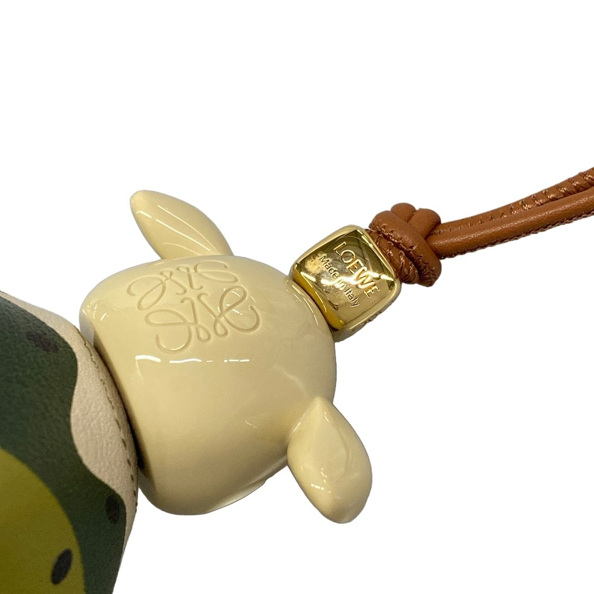 Loewe Key Holder Kiwi Puzz Charm Light Green Beige Multi Leather