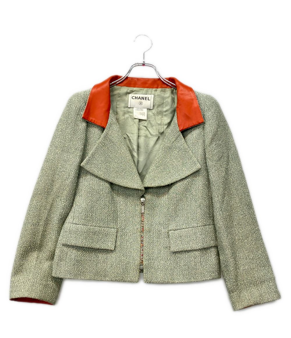 Chanel Tweed Zip Up Jacket 40
