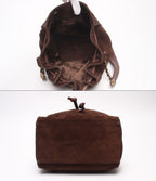 Chanel Shoulder Bag Crossbody Gold Suede