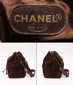 Chanel Shoulder Bag Crossbody Gold Suede