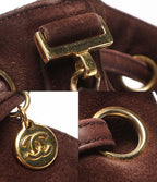 Chanel Shoulder Bag Crossbody Gold Suede