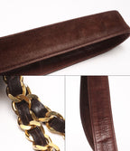 Chanel Shoulder Bag Crossbody Gold Suede