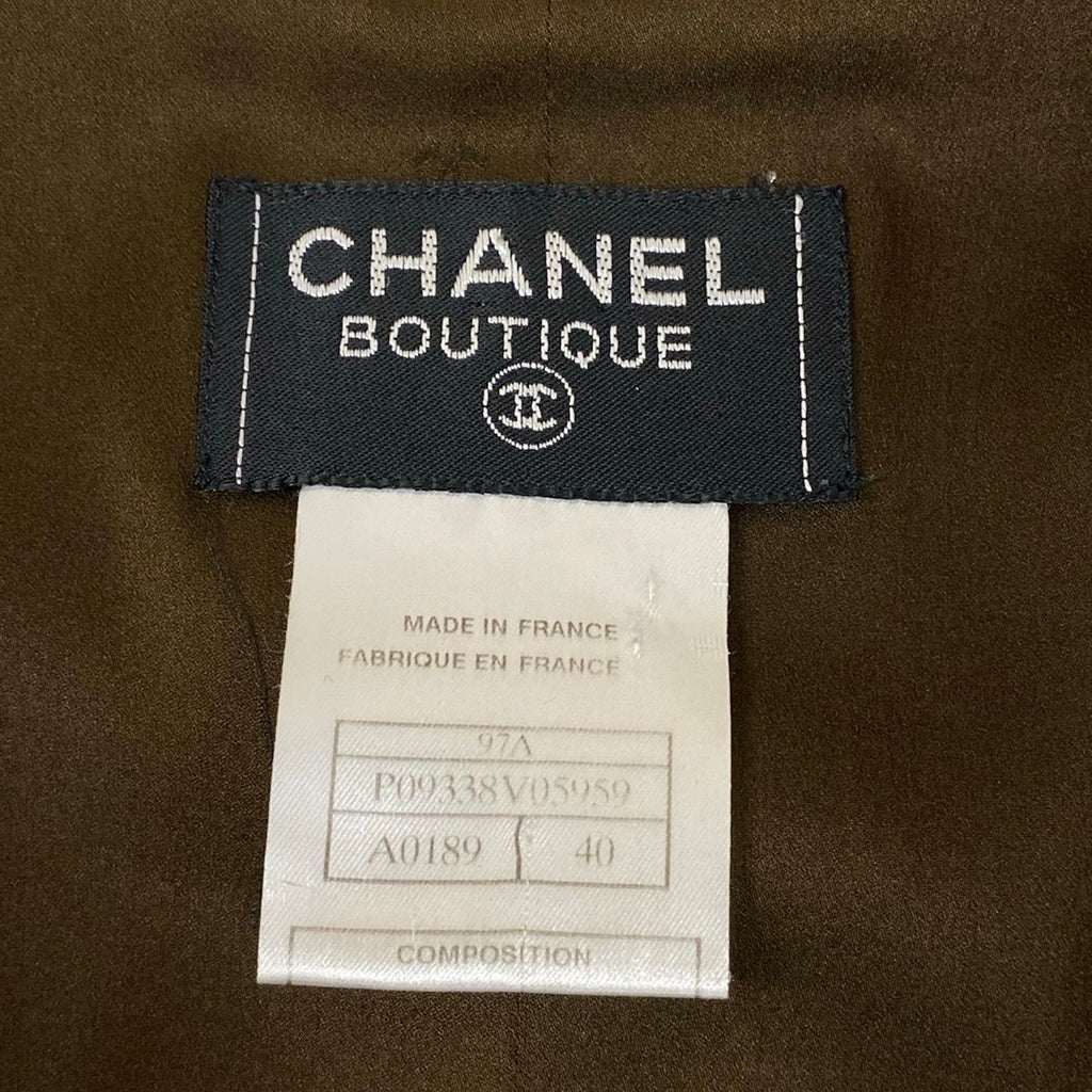 Chanel Dress 40 M Dark Brown Zip Up Plaid Wool — view 3