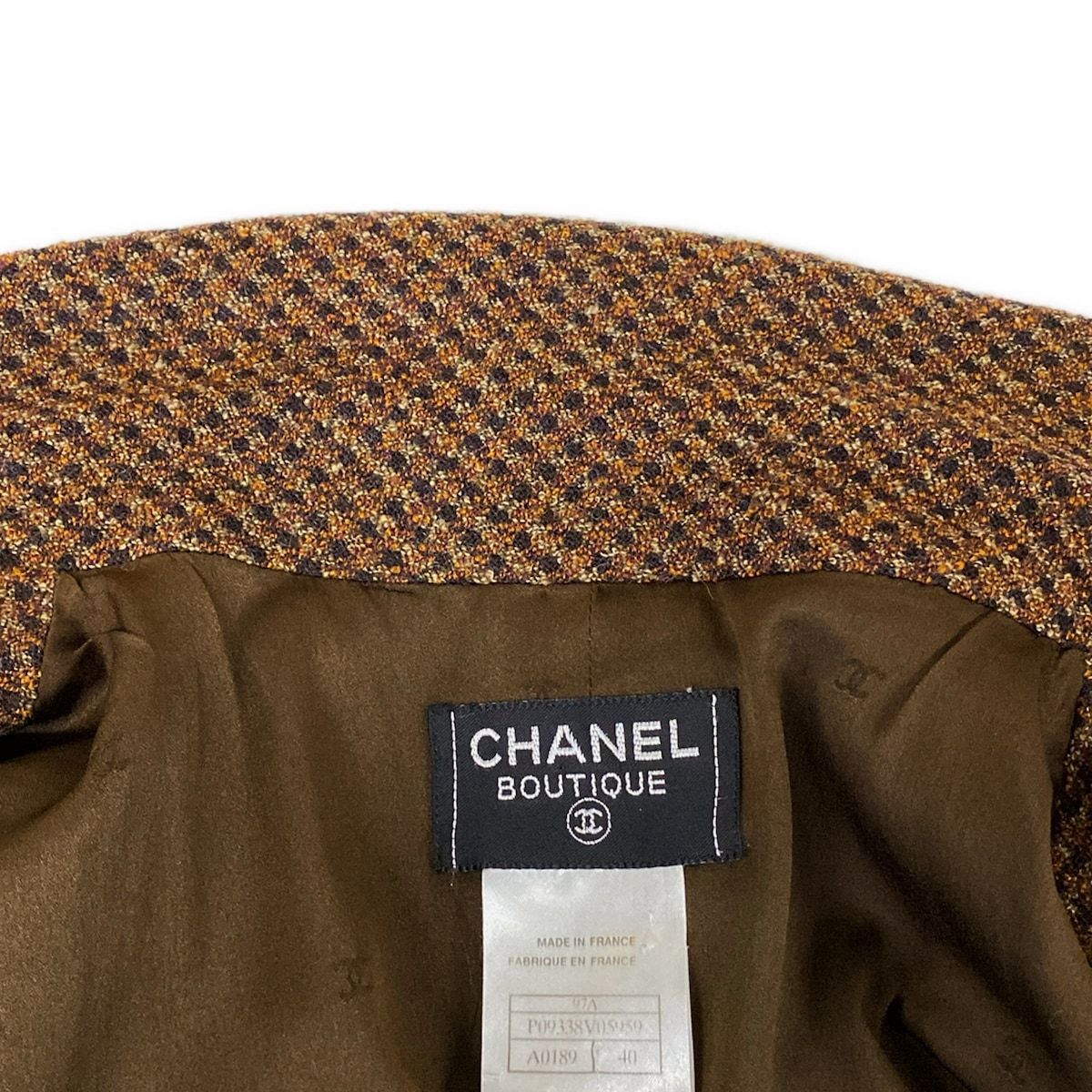 Chanel Dress 40 M Dark Brown Zip Up Plaid Wool — view 7