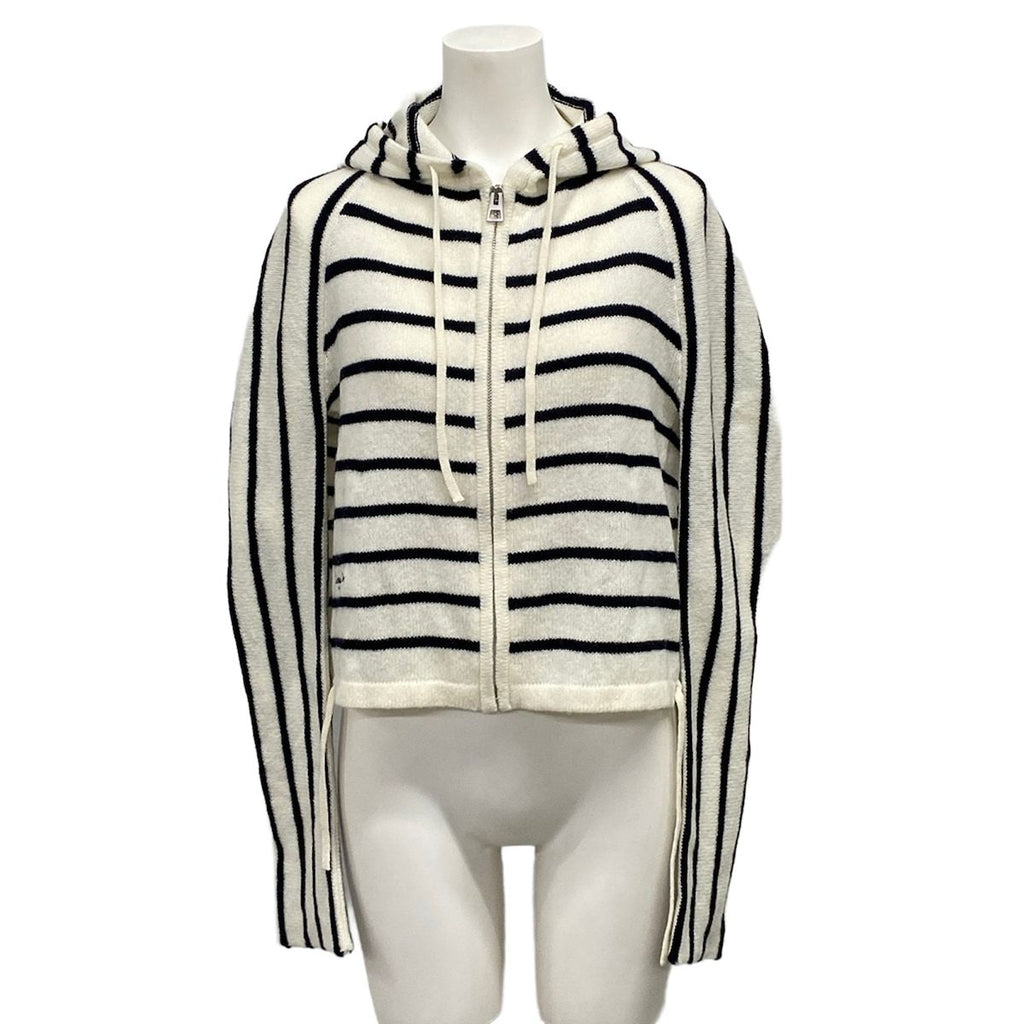 Dior Hoodie I 38 White Black Knit Border Zip