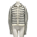Dior Hoodie I 38 White Black Knit Border Zip