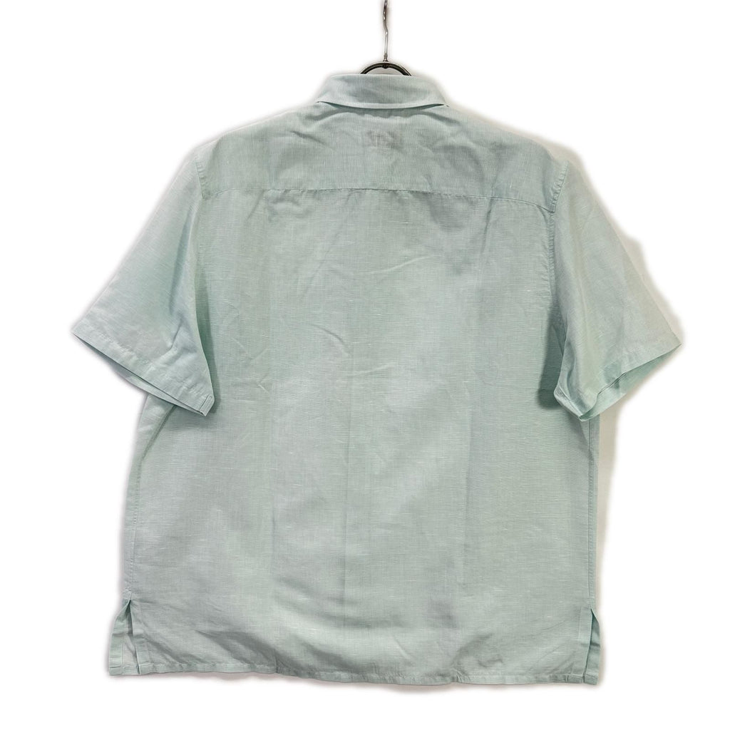 Hermes Button Down Short Sleeve Shirt Linen Blend Sky Blue — view 2