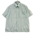 Hermes Button Down Short Sleeve Shirt Linen Blend Sky Blue