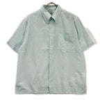 Hermes Button Down Short Sleeve Shirt Linen Blend Sky Blue
