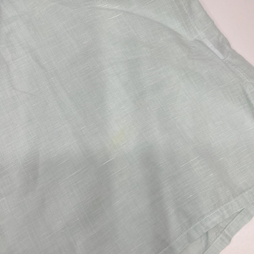 Hermes Button Down Short Sleeve Shirt Linen Blend Sky Blue — view 7