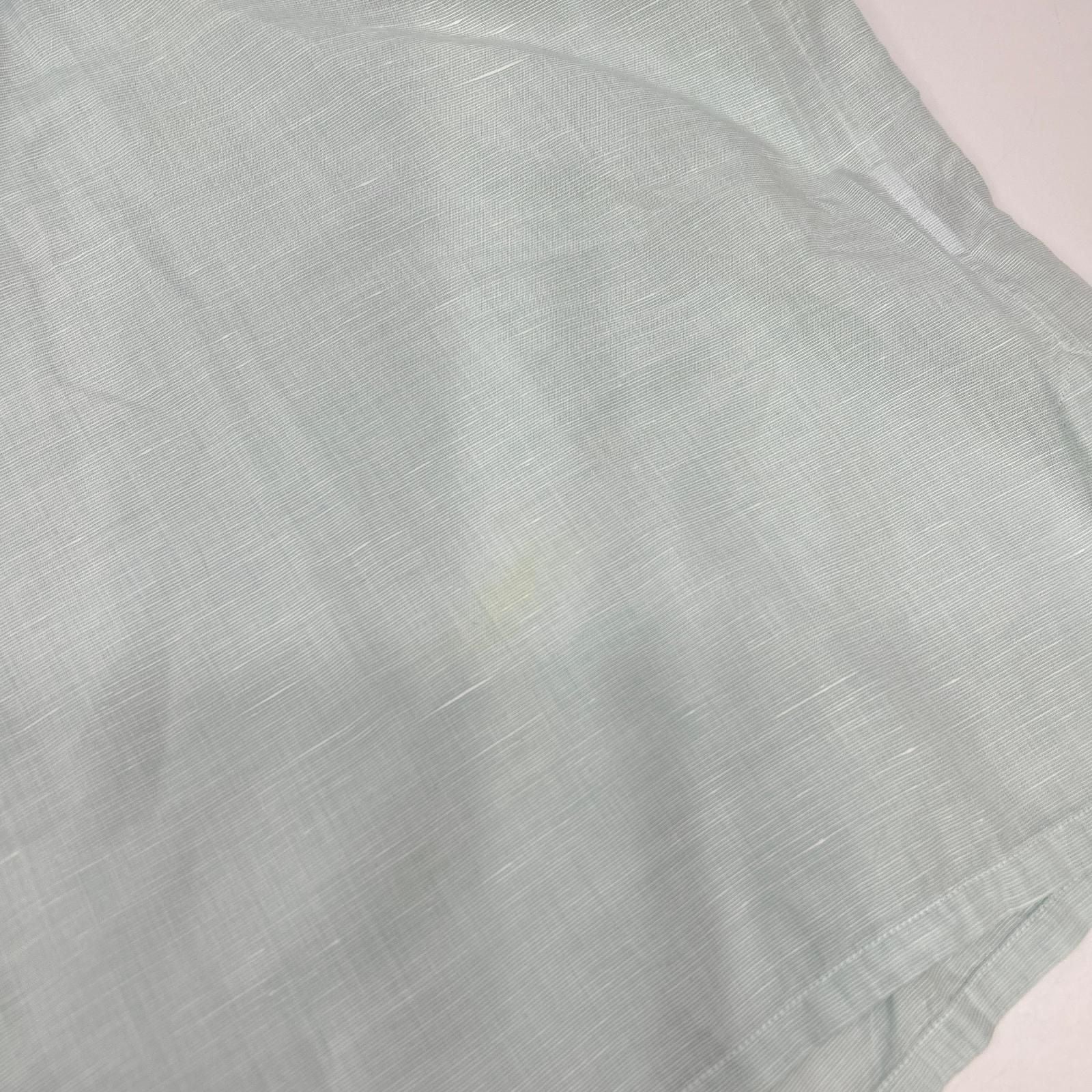 Hermes Button Down Short Sleeve Shirt Linen Blend Sky Blue — view 7