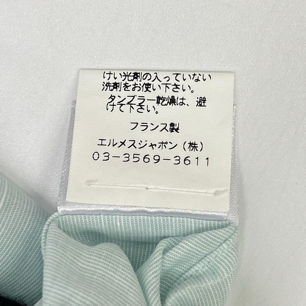 Hermes Button Down Short Sleeve Shirt Linen Blend Sky Blue — view 6