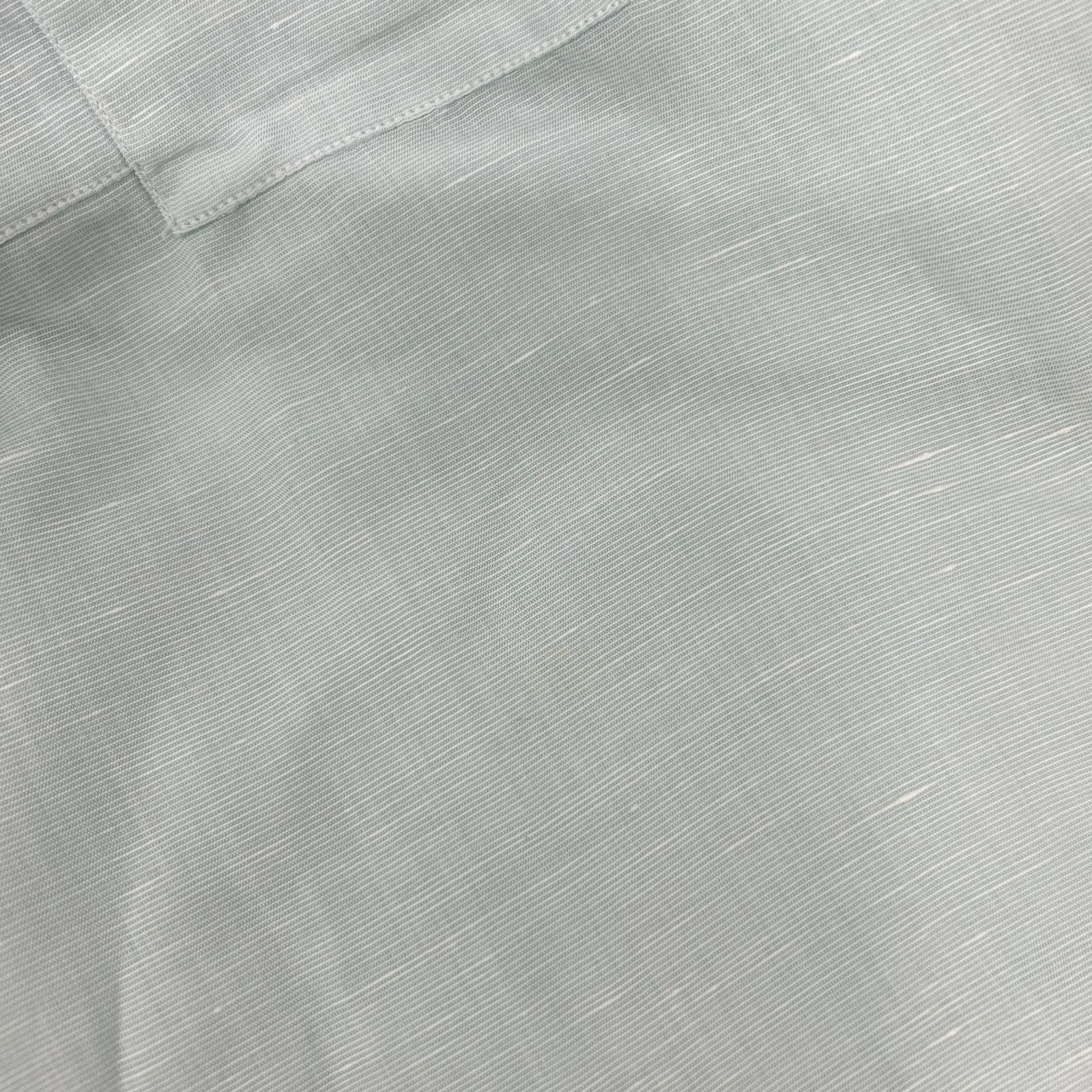Hermes Button Down Short Sleeve Shirt Linen Blend Sky Blue — view 8