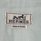 Hermes Button Down Short Sleeve Shirt Linen Blend Sky Blue — view 4