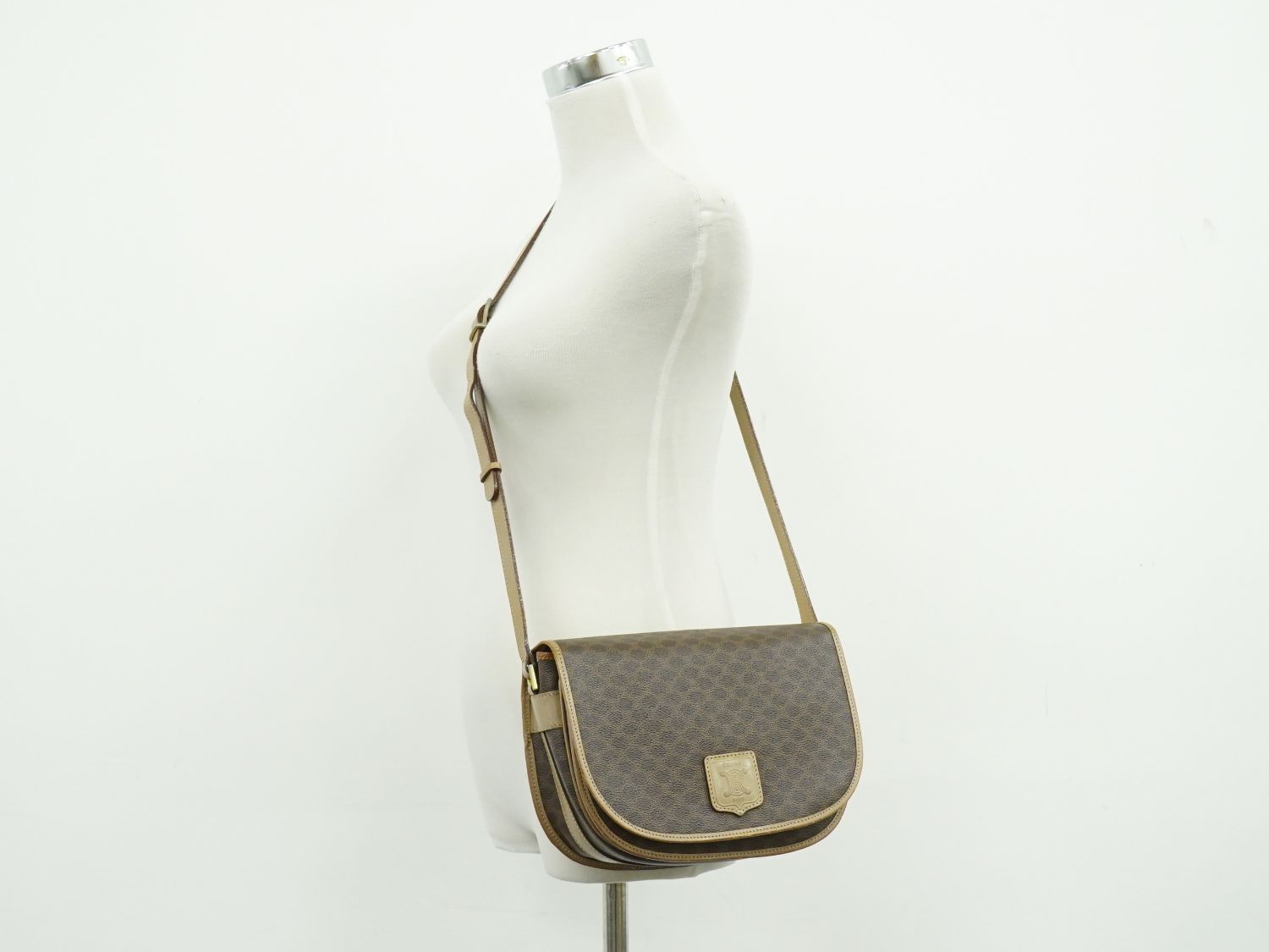 Celine Macadam Shoulder Bag Pochette Brown