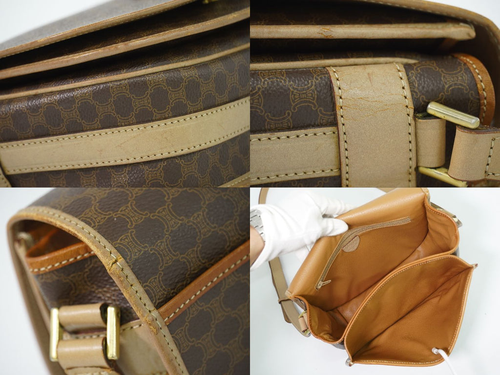 Celine Macadam Shoulder Bag Pochette Brown