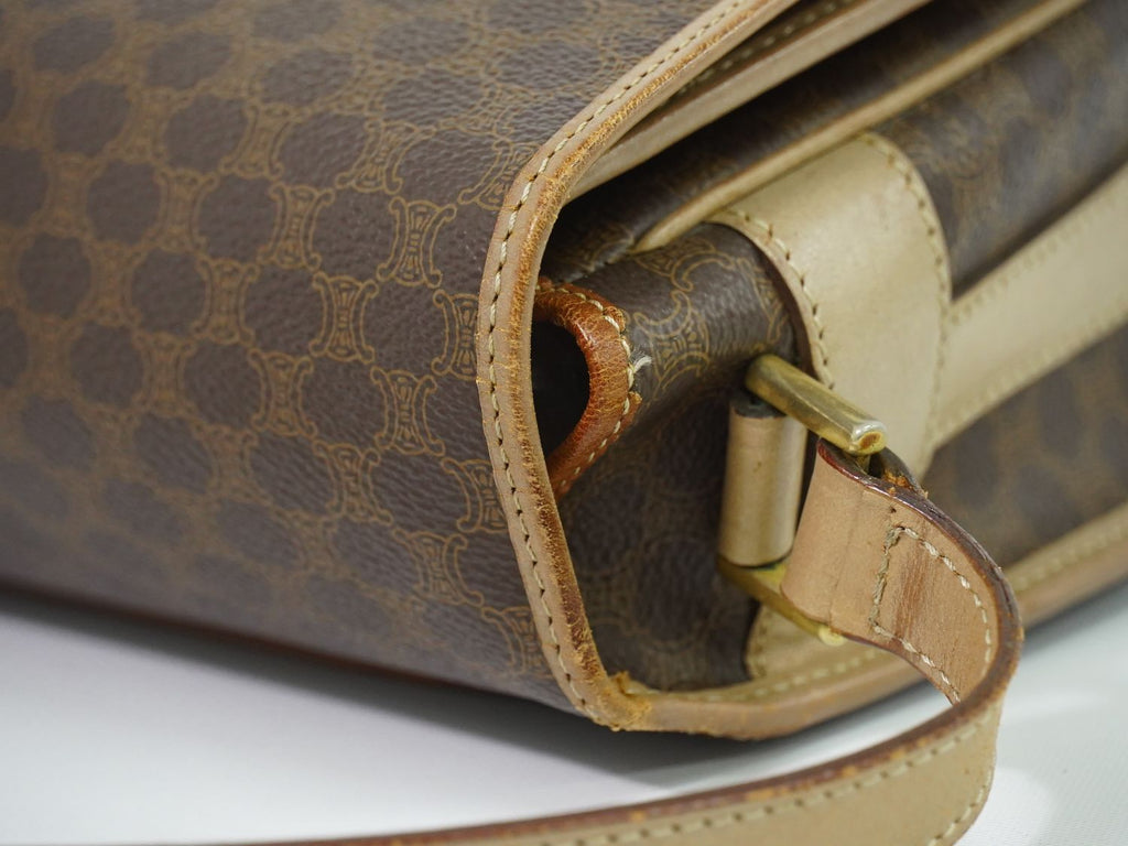Celine Macadam Shoulder Bag Pochette Brown