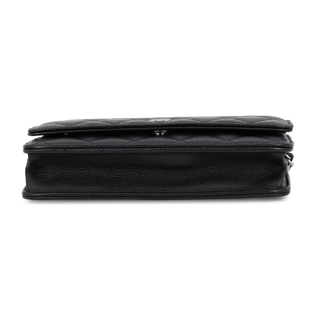 Chanel Chain Wallet Classic Quilted CC Logo Caviar Leather Black Shoulder Bag