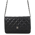 Chanel Chain Wallet Classic Quilted CC Logo Caviar Leather Black Shoulder Bag