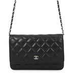 Chanel Chain Wallet Classic Quilted CC Logo Caviar Leather Black Shoulder Bag