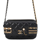 Chanel Chain Wallet Quilted CC Logo Lambskin Pearl Black Shoulder Bag