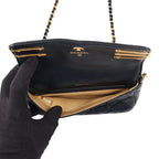 Chanel Chain Wallet Quilted CC Logo Lambskin Pearl Black Shoulder Bag