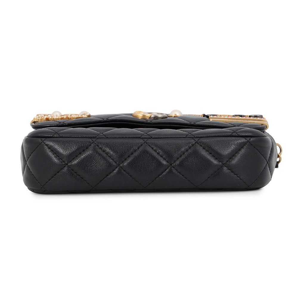 Chanel Chain Wallet Quilted CC Logo Lambskin Pearl Black Shoulder Bag