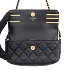 Chanel Chain Wallet Quilted CC Logo Lambskin Pearl Black Shoulder Bag