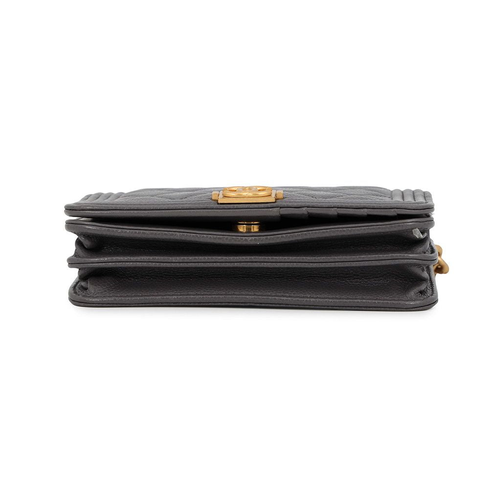 Chanel Chain Wallet Boy 15 Caviar Leather Shoulder Bag