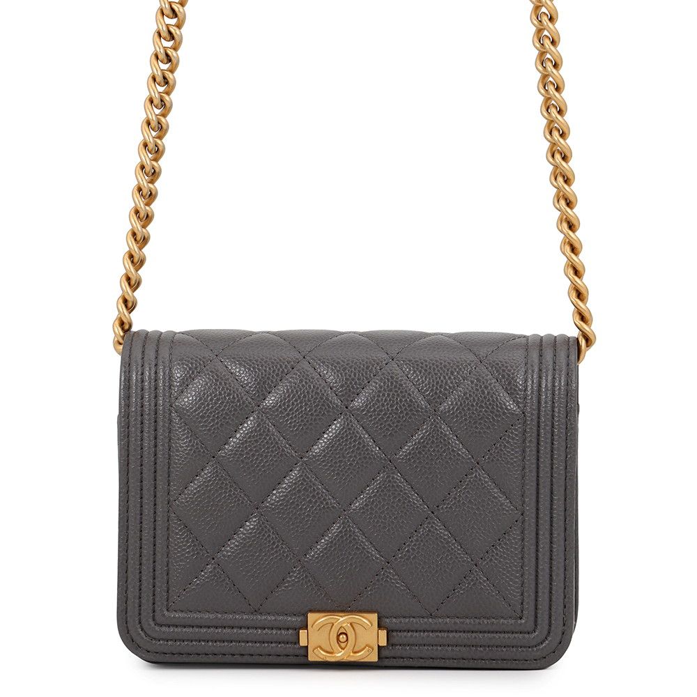 Chanel Chain Wallet Boy 15 Caviar Leather Shoulder Bag