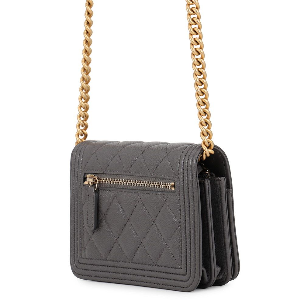 Chanel Chain Wallet Boy 15 Caviar Leather Shoulder Bag