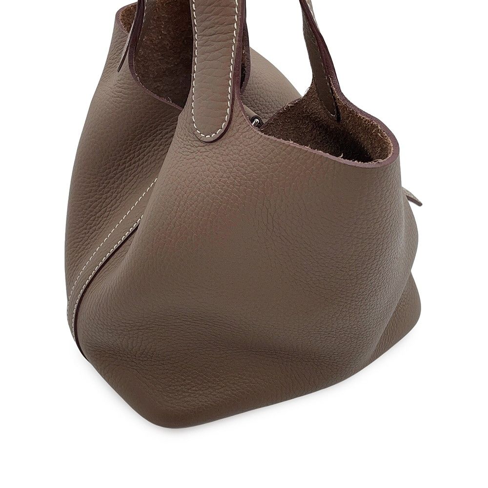 Hermes Handbag Picotin Lock PM Etoupe Silver Taurillon Clemence Tote Bag