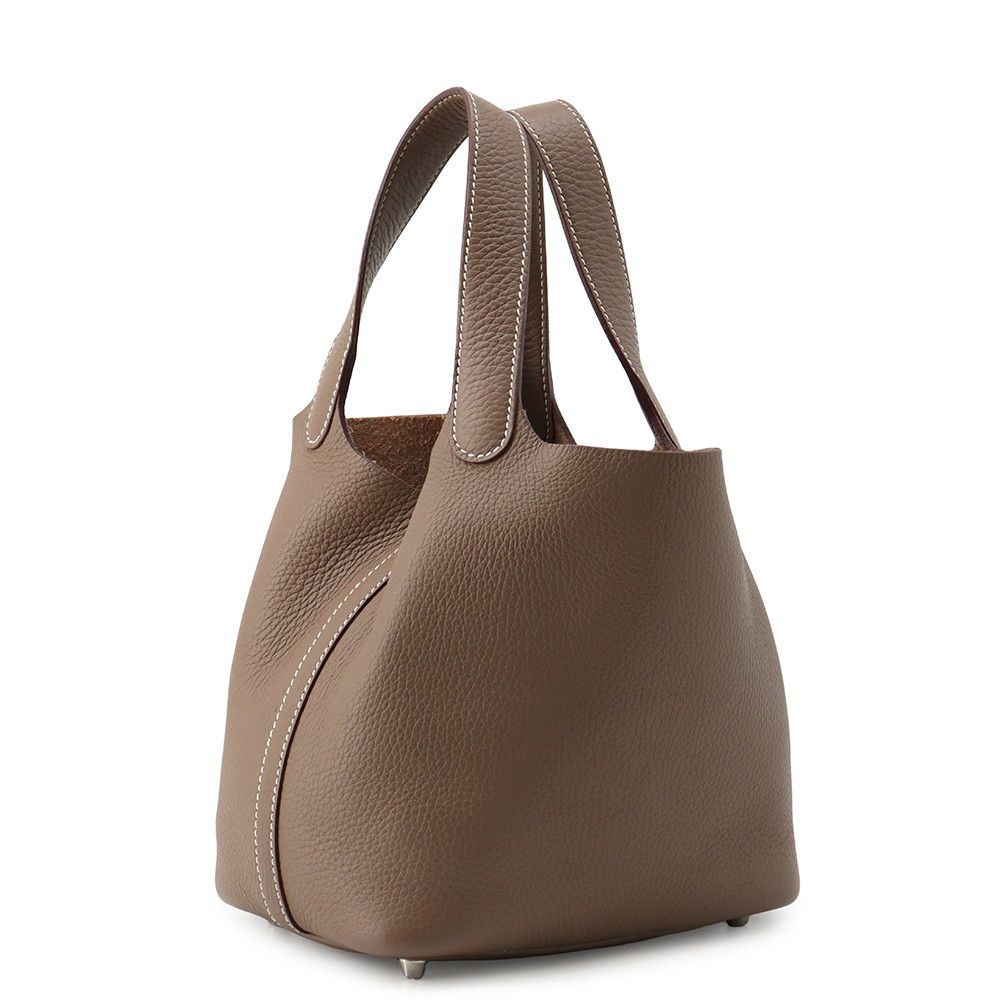 Hermes Handbag Picotin Lock PM Etoupe Silver Taurillon Clemence Tote Bag