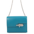 Hermes Chain Shoulder Bag Vel Mini Blue Izmir Silver Tadelakt