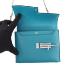 Hermes Chain Shoulder Bag Vel Mini Blue Izmir Silver Tadelakt