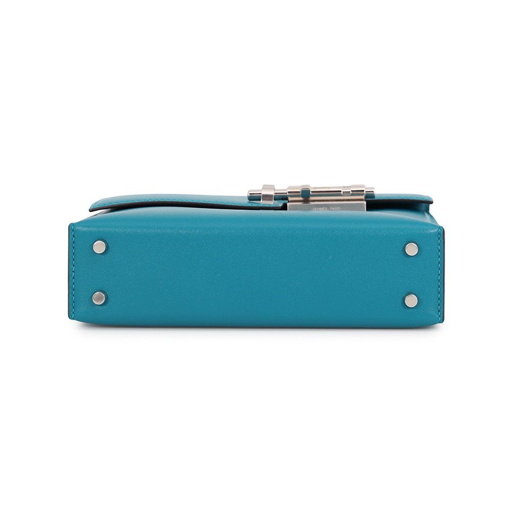 Hermes Chain Shoulder Bag Vel Mini Blue Izmir Silver Tadelakt