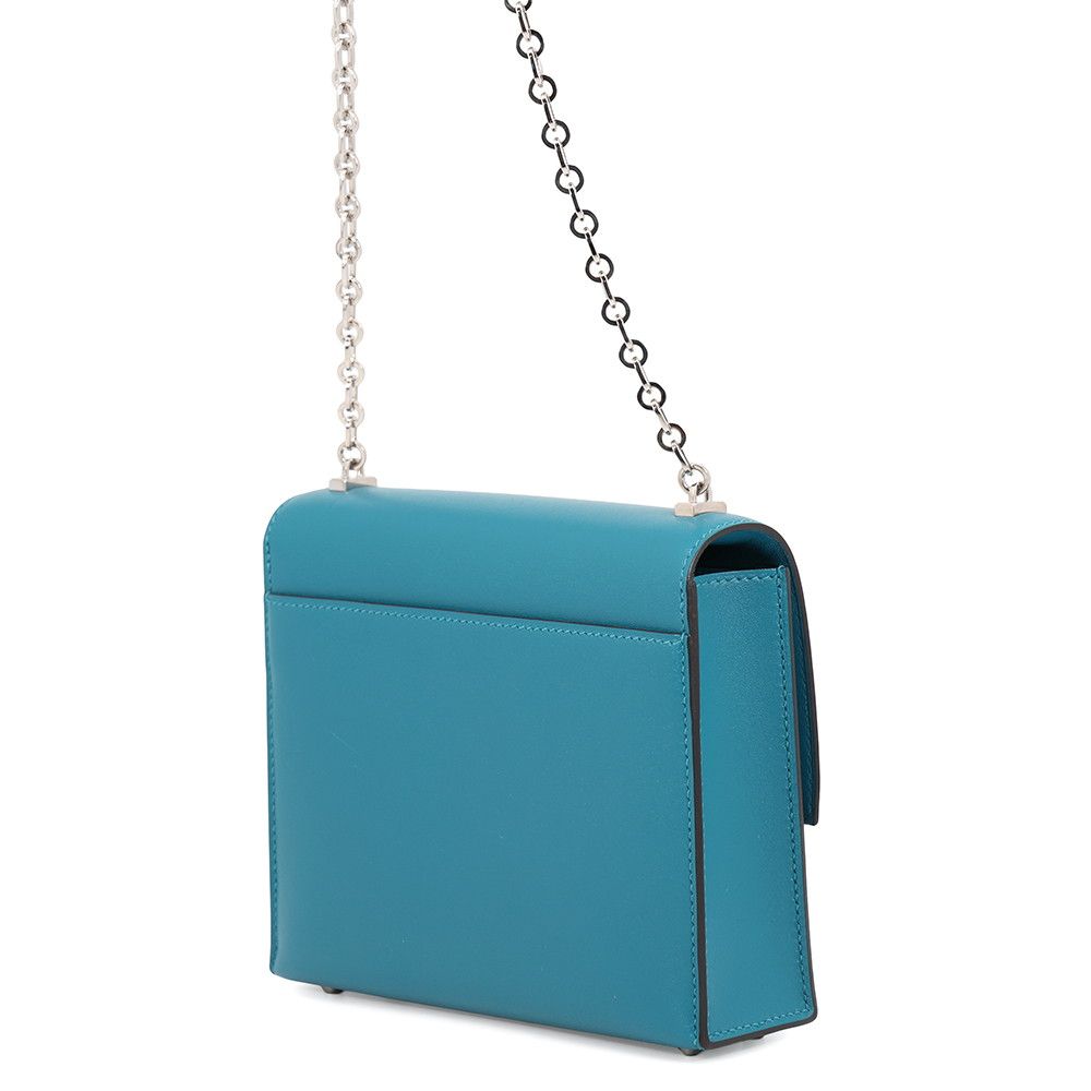 Hermes Chain Shoulder Bag Vel Mini Blue Izmir Silver Tadelakt
