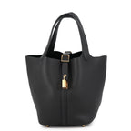 Hermes Handbag Picotin Lock PM Black Gold Taurillon Clemence
