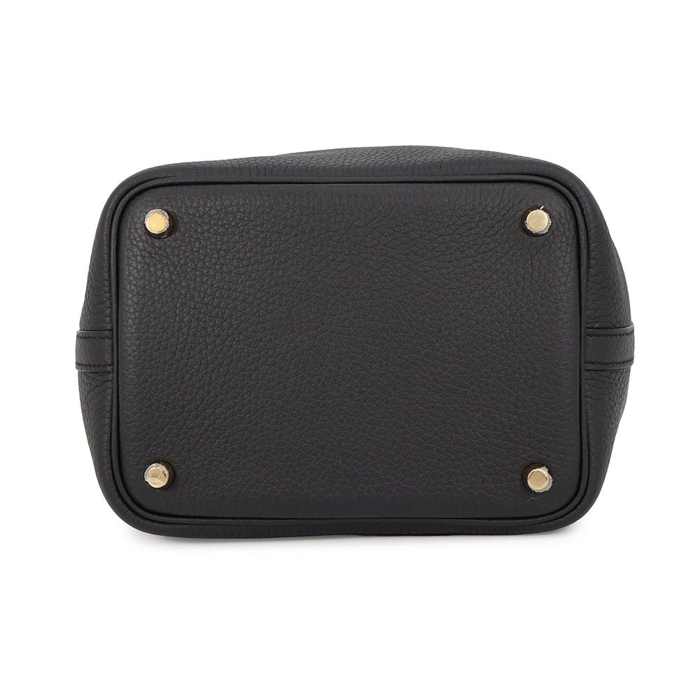 Hermes Handbag Picotin Lock PM Black Gold Taurillon Clemence